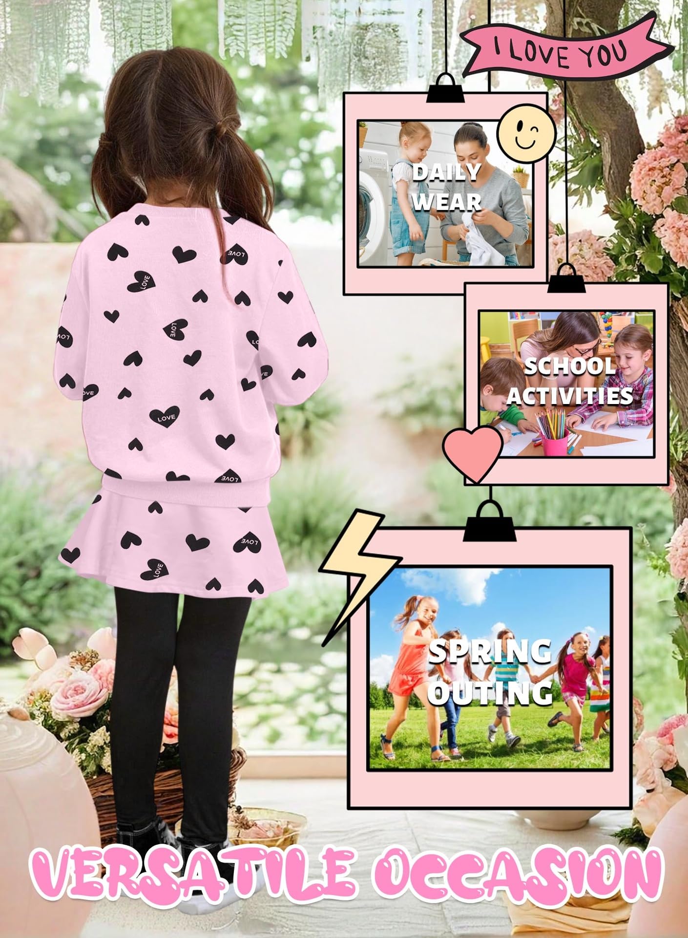 Bomdeals Adorable Cute Toddler Baby Girls Clothes Set,Long Sleeve T-Shirt +Pants Outfit(Pink,140,2143B)