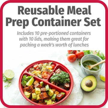 Good Cook Meal Prep On Fleek, 3 Compartments Bpa Free, Microwavable/Dishwasher/Freezer Safe, Red