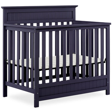 Dream On Me Harbor 4-In-1 Convertible Mini Crib In Navy, Greenguard Gold Certified