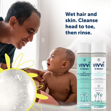 Vivvi & Bloom Gentle 2-In-1 Baby Wash & Shampoo Cleansing Gel, Leaves Sensitive Skin Feeling Healthy & Moisturized, Tear-Free, F
