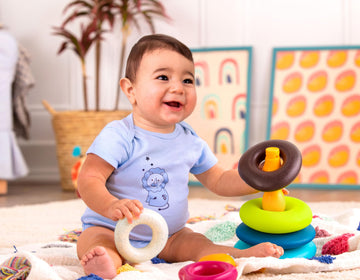 B. toys - Stacking Rings - Textured Ring Stacker for Babies - Early Development Toys - 100% Non - Toxic - Fun & Educational - Gr