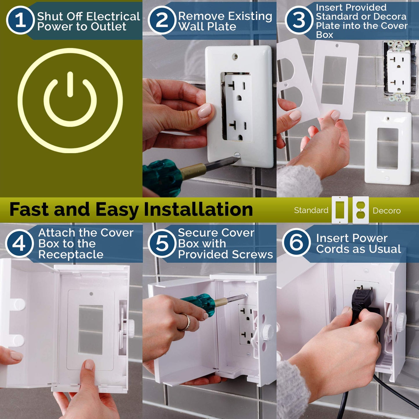 Baby Safety Outlet Cover Box (2 Pack) Double Lock For Much Better Toddler Proofing, Easier Operation, Simple 3 Step Install With