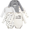 Touched By Nature Unisex Baby Organic Cotton Long-Sleeve Bodysuits, Neutral Woodland, 9-12 Months