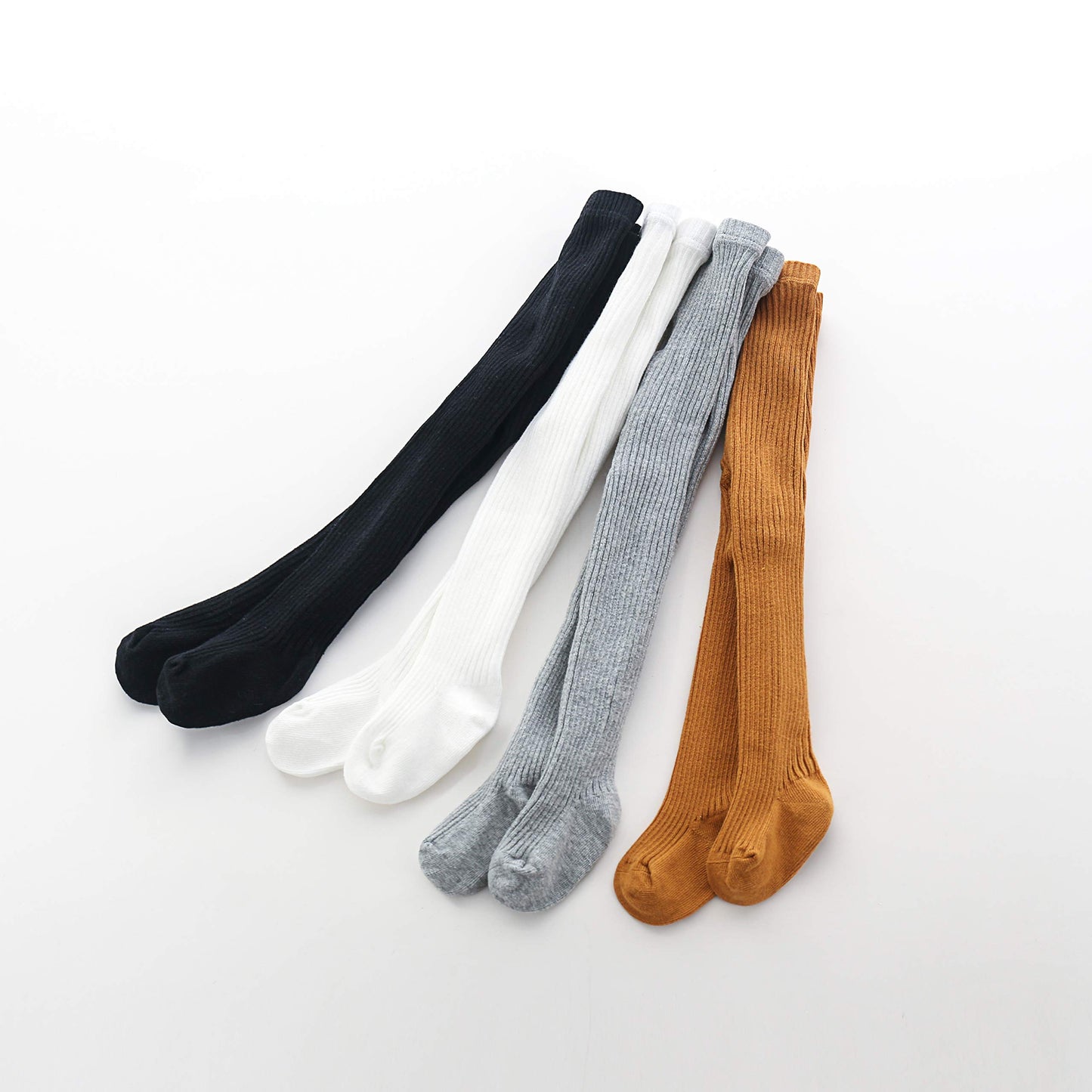 Cecorc Baby Girls Tights Toddler Cable Knit Leggings Infants Stockings Cotton Pantyhose,3-6 Months,4Pack,Black/White/Grey/Ginger