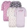 Gerber Unisex Baby Boy And Girls 4-Pack Sleeper Gown Lavender 0-6 Months