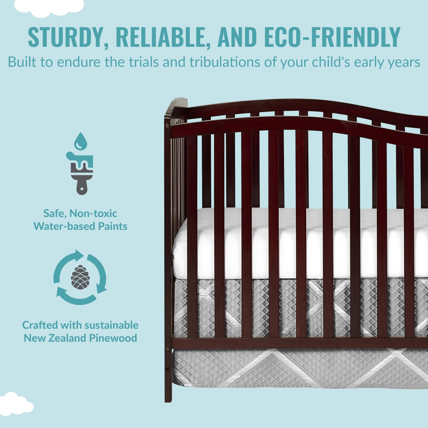 Dream On Me Chelsea 5-In-1 Convertible Crib In Espresso, Jpma Certified