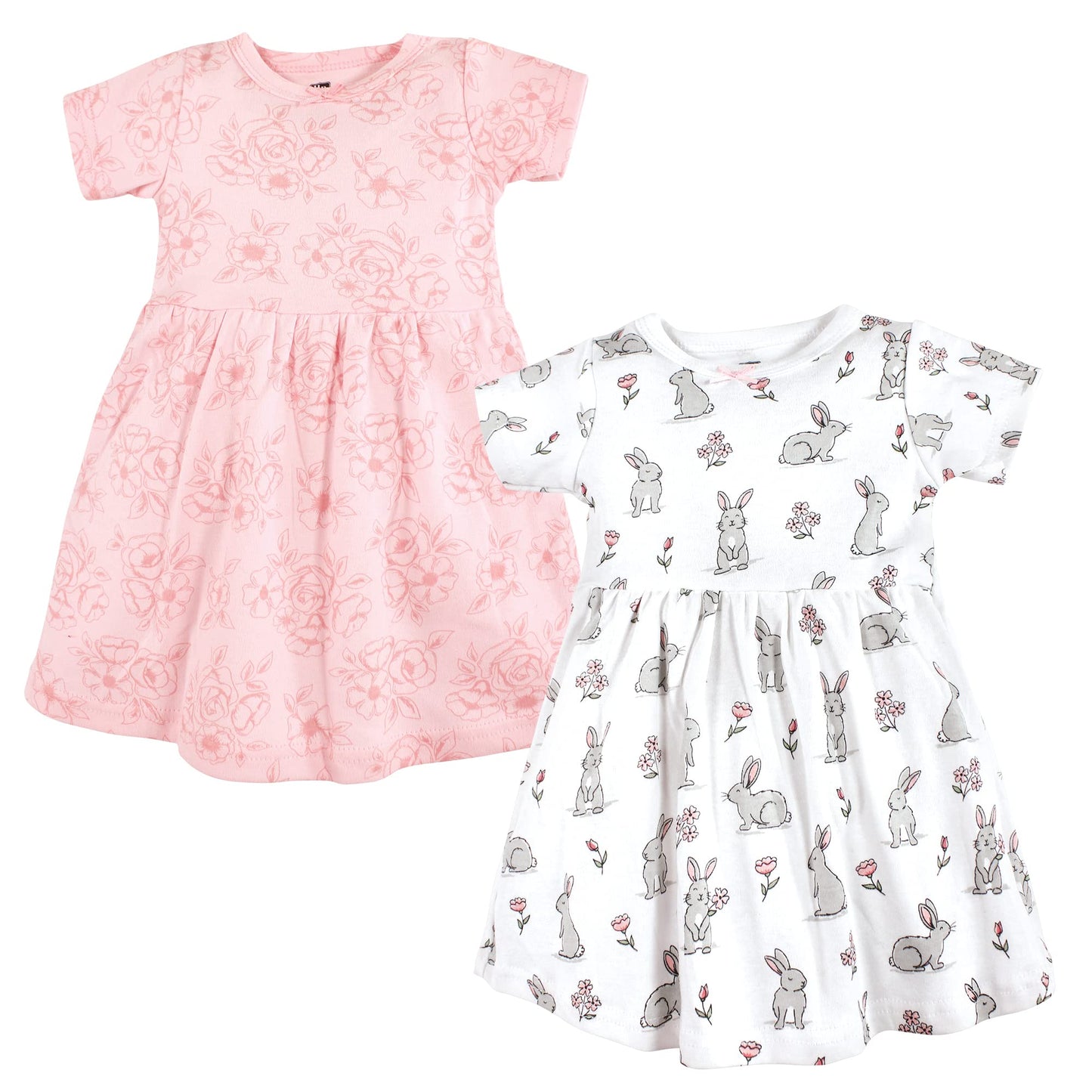 Hudson Baby Infant And Toddler Girl Cotton Dresses Bunny Floral, 9-12 Months