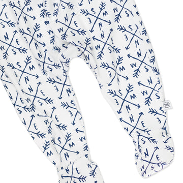 Honestbaby Baby 3-Pack Organic Cotton Footed Harem Pants, Compass Blue, 6-9 Months