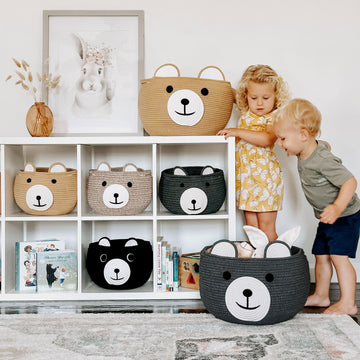 Cherrynow Cotton Rope Basket Baby Cute Storage Basket For Organizing, Medium Toy Basket Empty Gift Basket With Handles, Woven Ro