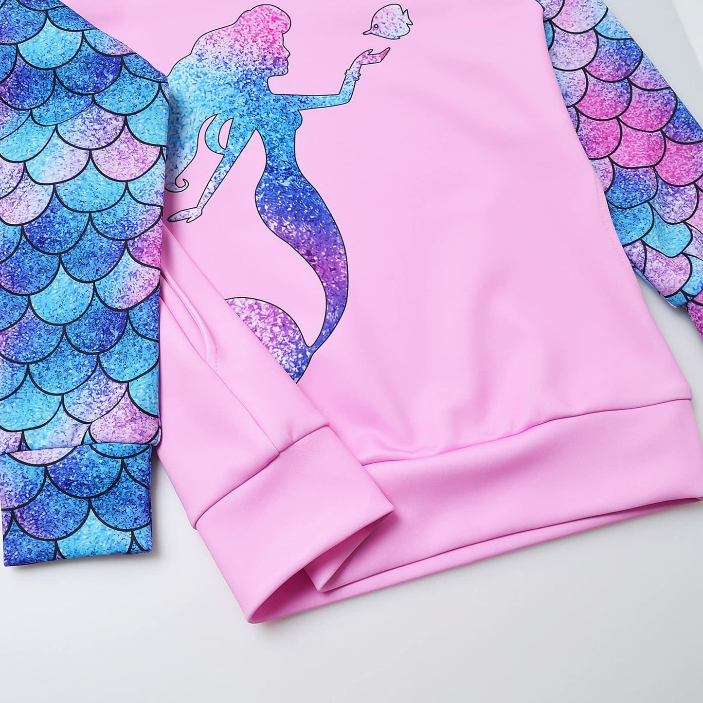Qpancy Mermaid Sweatshirt Girls Hoodie Fall Spring Outfit Halloween Costume, 4T 5T