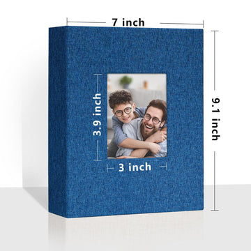 Vienrose Small Photo Album 4X6 Holds 200 Photos 2 Pack, Mini Baby Photo Album Linen Cover For Gifts Wedding Family, Blue