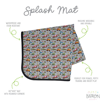 Bapronbaby Construction Zone Splash Mat - Waterproof Catch-All For Under High Chairs, Floors, Tables, Playtime Or Arts & Crafts