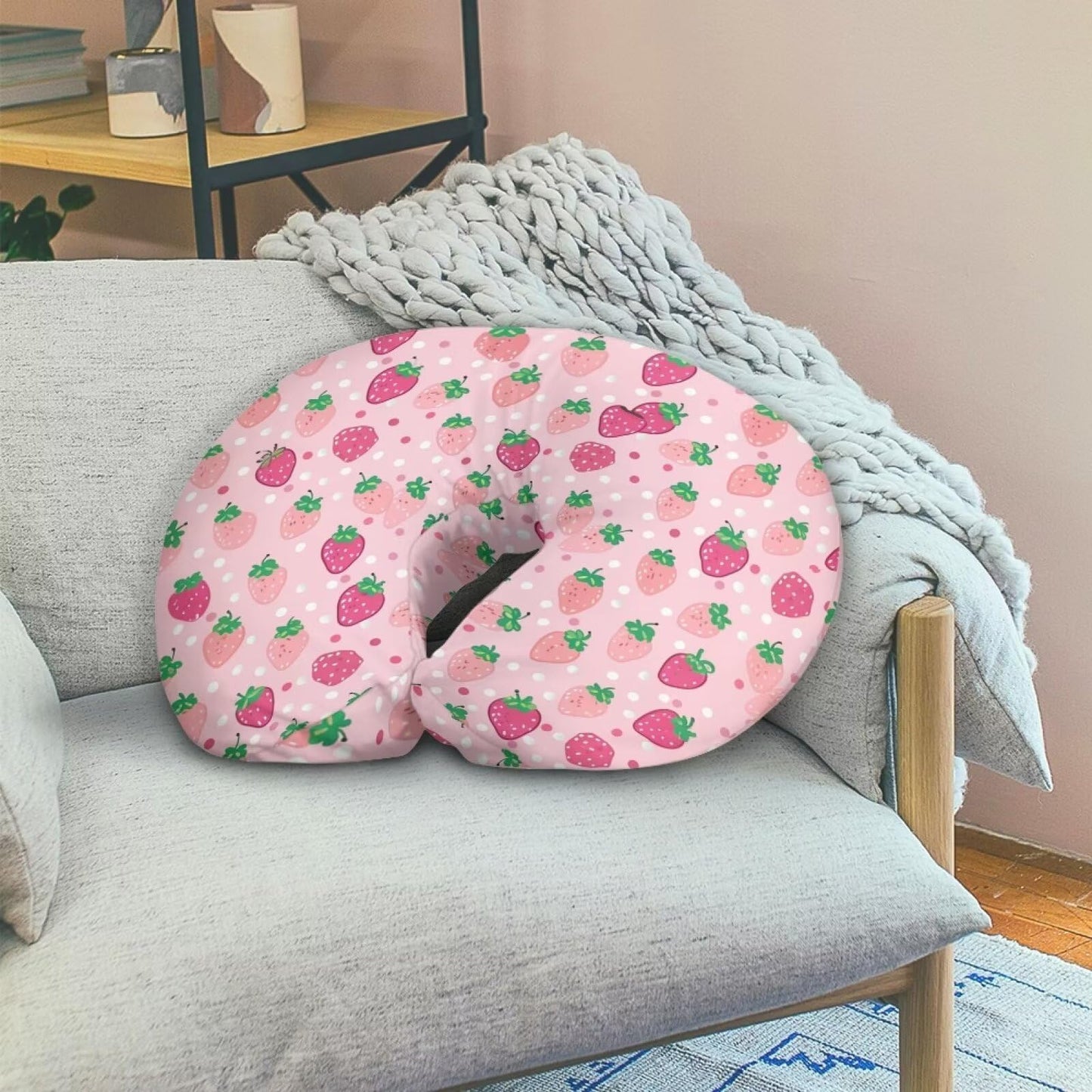 Tongluoye Strawberry Nursing Pillow Cover For Baby Girl Boy Stretchy Removable Covers For Breastfeeding Pillows Safe And Snug Br