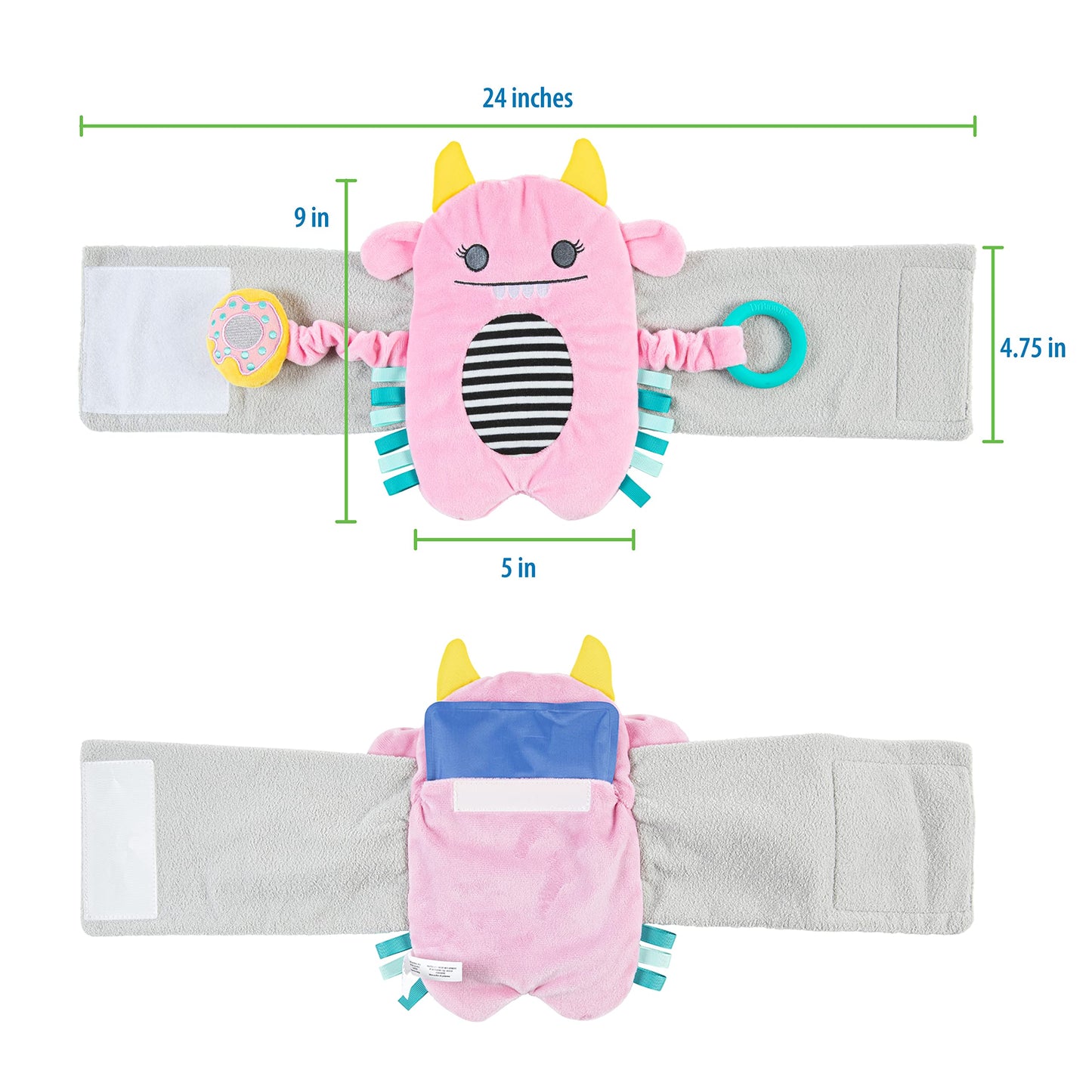Dr. Brown'S Gripebelt Heated Belly Band, Soothe Baby'S Tummy With Gentle Warmth And Compression, Monster, 3M+, Pink