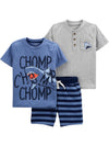 Simple Joys By Carter'S Baby Boys' 3-Piece Playwear Set, Blue Chomp/Grey Shark/Stripe, 4T