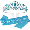 Blue Princess Birthday Crown - Happy Birthday Tiara Headband & Decoration