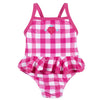 Gerber Girls' One-Piece Swimsuit, Pink Gingham Strawberry, 0-3 Months