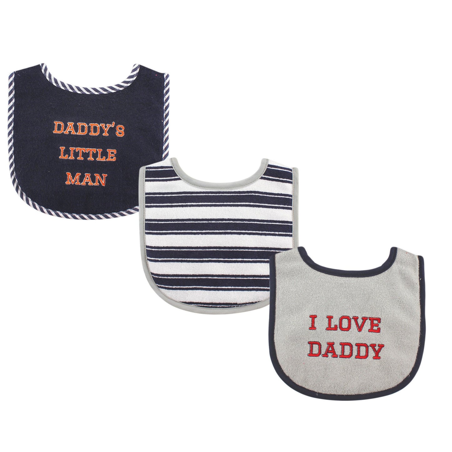 Luvable Friends Unisex Baby Cotton Drooler Bibs With Fiber Filling, Boy Daddy 3-Pack, One Size