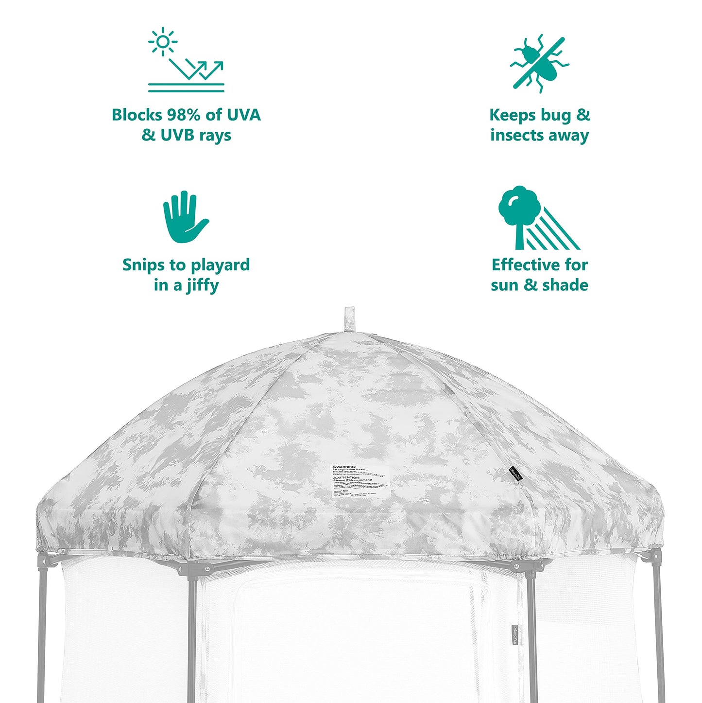 Dream On Me Onyx Playpen Canopy, Storm Grey