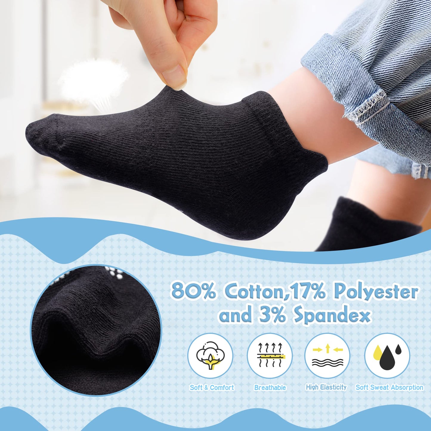 Hyzgb Baby Socks 12-24 Months 12 Pairs Toddler Socks 1T 2T 3T With Non Skid Grips For Toddler Baby Boys Girls 1-2-3 Years Old Id