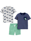 Simple Joys By Carter'S Baby Boys' 3-Piece Playwear Set, Green/Grey Monster Trucks/Navy Stripe, 4T