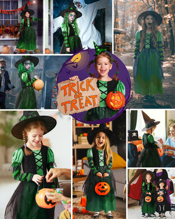Narecte Halloween Costumes For Girls Halloween Costumes,Witch Costume For Girls Witch Costume,Kids Witch Costume Green M