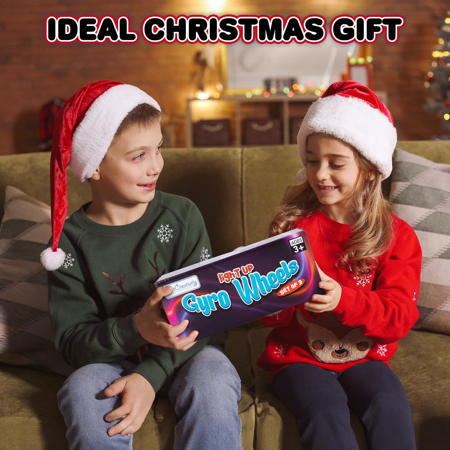 Artcreativity Retro Light Up Gyro Wheels Set For Kids- 3, 8.5 Inch Gyroscope Rail Twisters Mesmerizing Spinning Lighting Effects