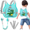 Accmor Toddler Harness Leash+ Anti Lost Wrist Link, Cute Dinosaur Kids Harness With Leash, Collapsible Child Leash Baby Walking
