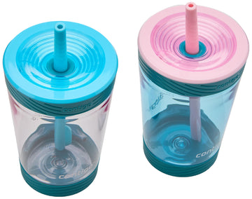 Contigo Kids Spill-Proof 14Oz Tumbler With Straw And Bpa-Free Plastic, Fits Most Cup Holders And Dishwasher Safe, 2-Pack Strawbe