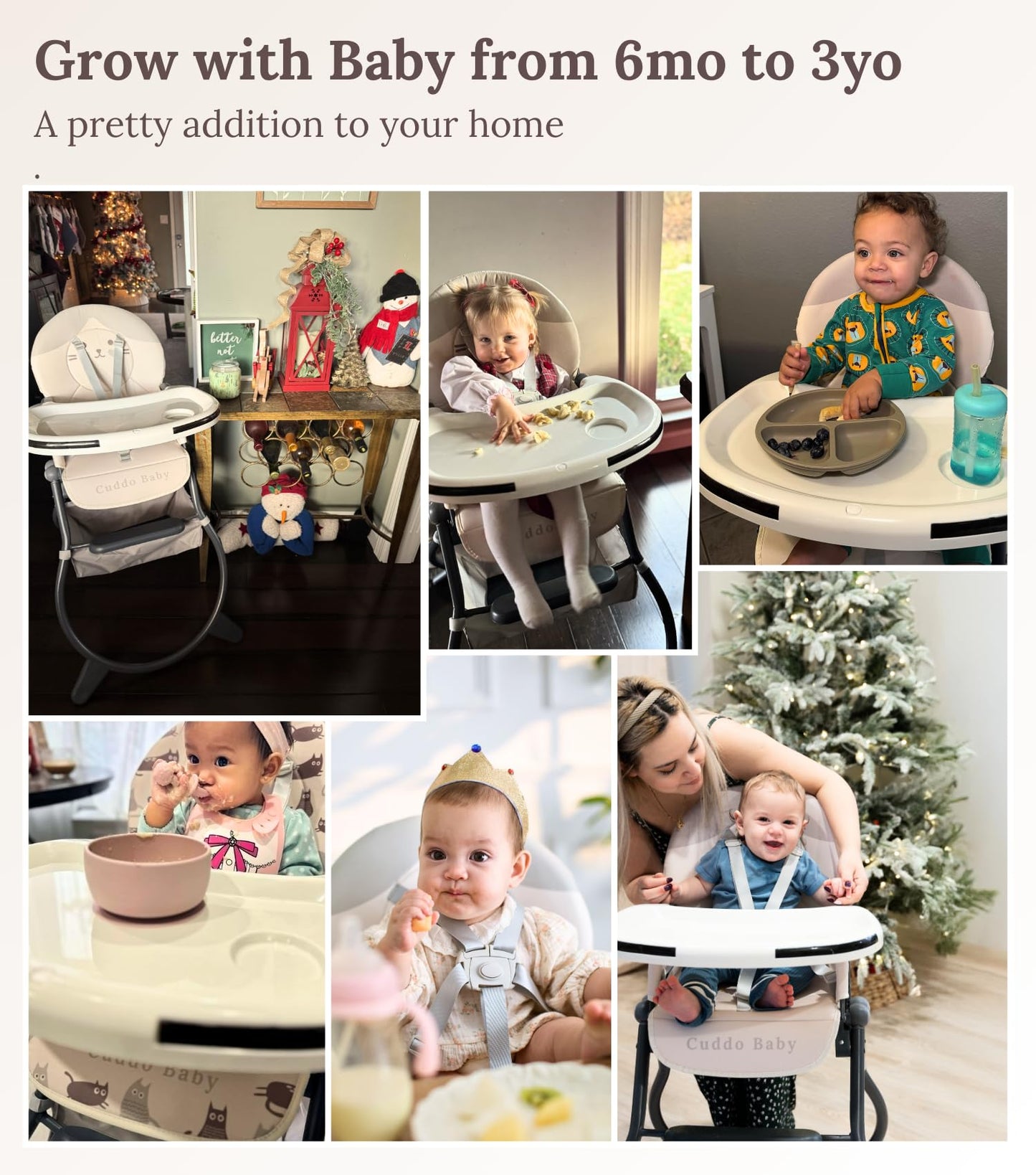 Cuddobaby Purrfect High Chair For Babies & Toddlers, Foldable Highchair With Weld-In-One Stable Base, 5-Point Harness, Large Adj