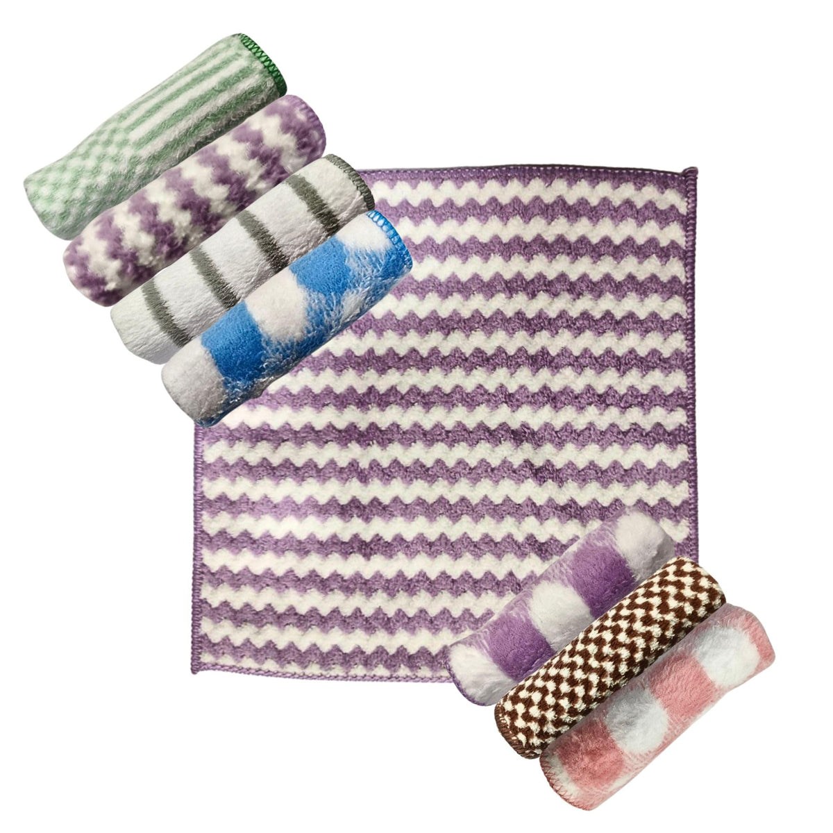 CRYSTALFRESH Kerchief for Kids Lunch Box (Colour & Print May Vary) 250 GSM (25 x 25 CM) Pack of 8