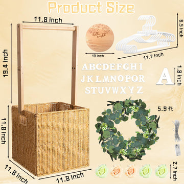 Tkifoda Baby Shower Crate Closet, Large Hand-Woven Rattan Storage Crates With Handle, Baby Shower Gifts, Baby Welcome Box Nurser