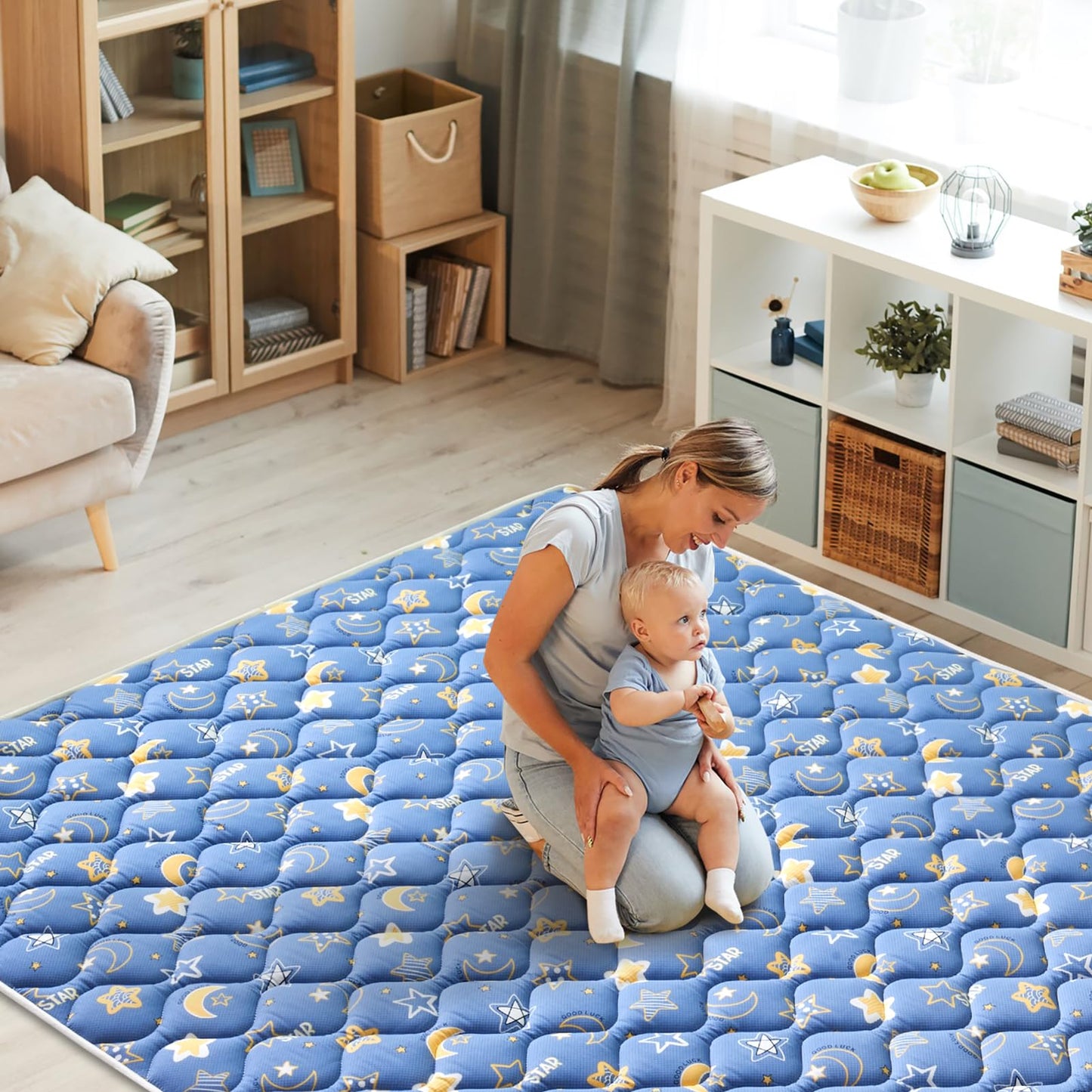 Premium Foam Baby Play Mat 79' X 59', Thick One-Piece Crawling Mat, Odorless Baby Mat Floor Mat, Non-Slip Cushioned Baby Playm