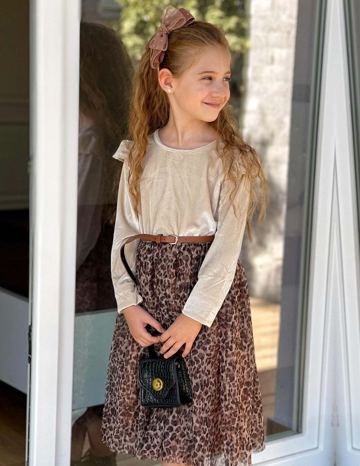 Arshiner Toddler Tulle Dress Velvet Tutu Fall Long Sleeve Winter Casual Outfit Leopard Size 2