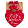 Baby Essentials Baby Girl My 1st Valentines Day Bib and Sock Set - Red Heart Bib with Rattle Booties, Perfect Valentine Gift for