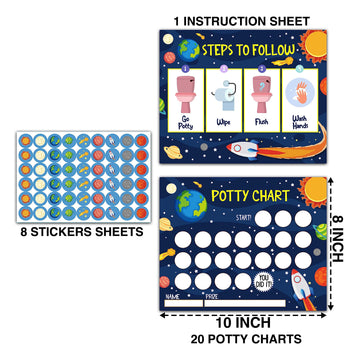 Outer Space Potty Training Sticker Chart, 20 Potty Charts With 432 Round Stickers & 1 Instruction Sheet, Potty Reward Sticker Ch