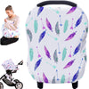 Carseat Canopy Covers For Breastfeeding - Baby Car Seat Covers Breastfeeding Cover Multi Use Boys And Girls Shower Gifts (Feathe