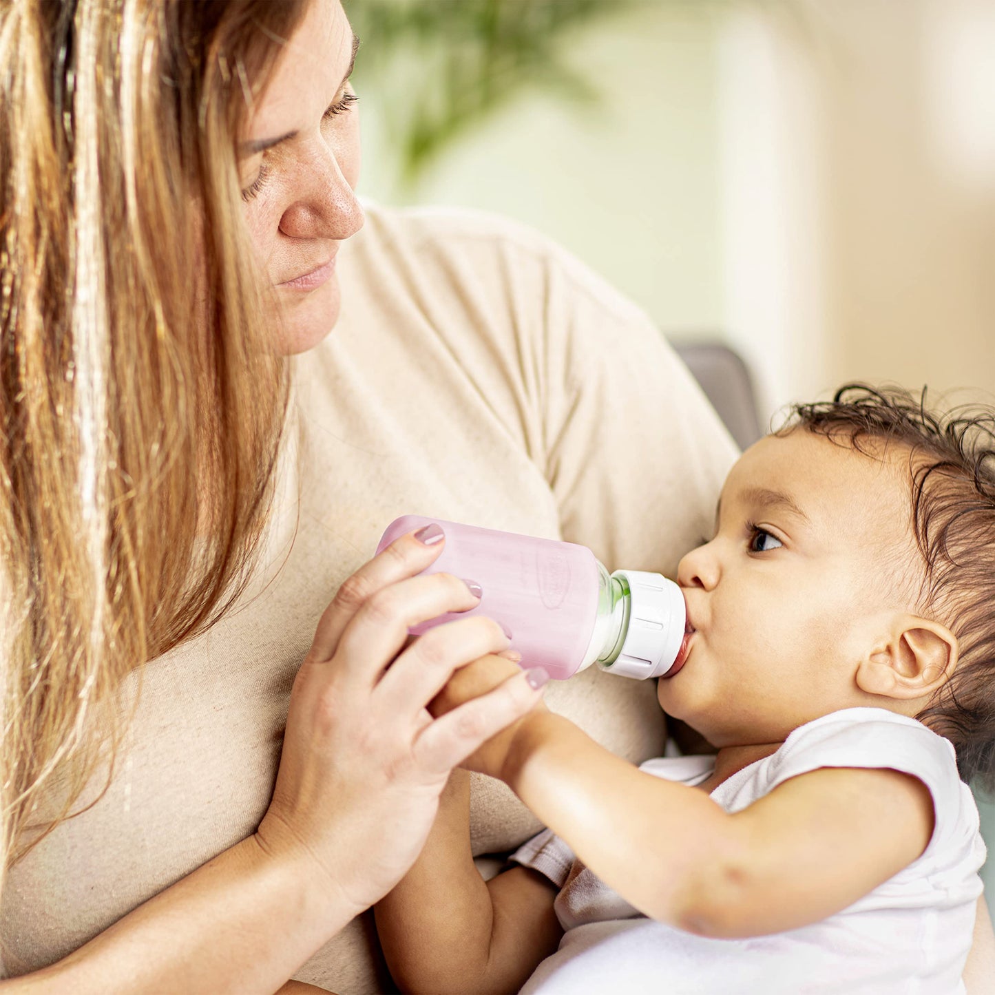 Dr. Brown'S Natural Flow Options+ Glass Baby Bottle Sleeves,100% Silicone,4 Oz,Narrow,Pink