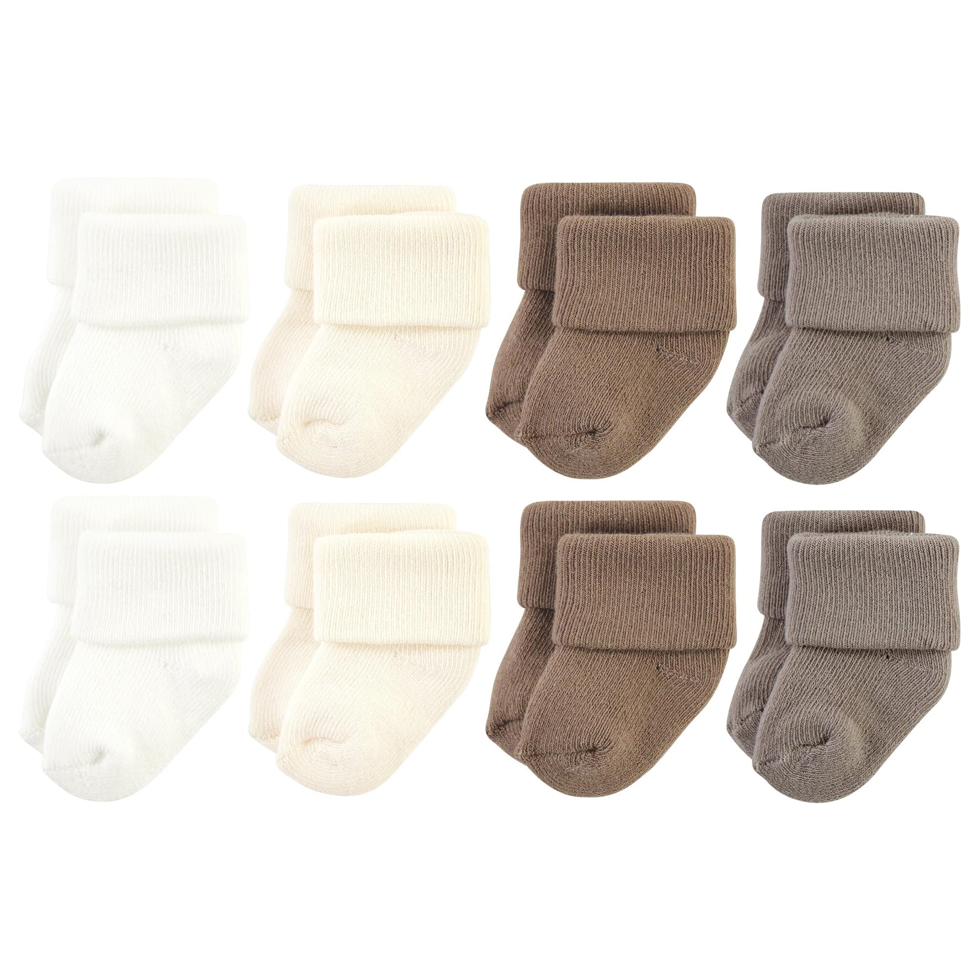Hudson Baby Unisex Baby Cotton Rich Newborn And Terry Socks, Solid Beige Brown, 6-12 Months