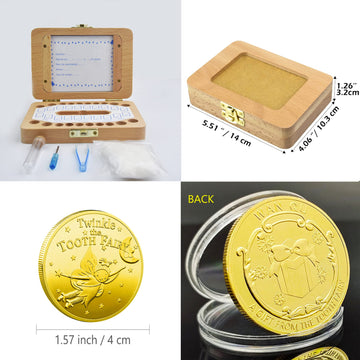 Molfuj Baby Tooth Fairy Keepsake Box, Newborn Personalized Wooden Storage Album For Lost Tooth, Children Memory Boxes To Save Fi