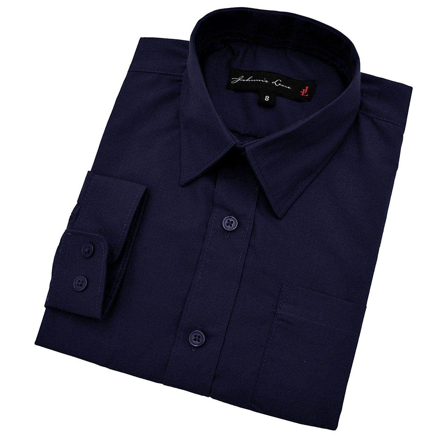 Johnnie Lene Big Boy'S Long Sleeves Solid Dress Shirt #Jl32 (12, Navy)