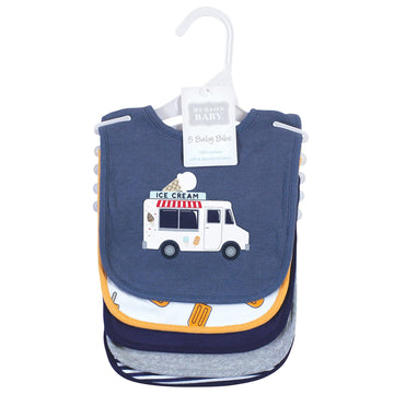 Hudson Baby Unisex Baby Cotton Bibs, Ice Cream Truck, One Size