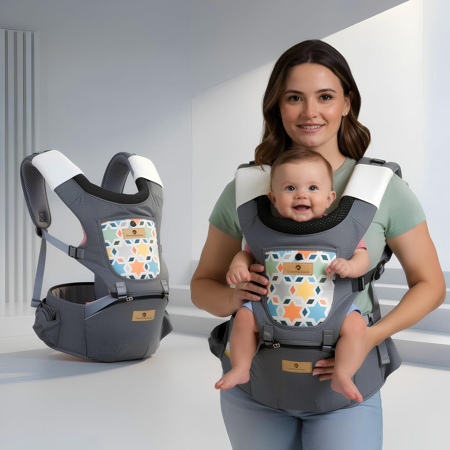 Staranddaisy 4In1 Baby Carrier For 0 To 3 Year Baby/Kangaroo Bag With Comfortable Soft Hip Seat/Baby Carrier 4 Carrying Posi