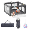 Xilingol 50 ' X 50 ' Foldable Playpen, Potable Baby Play Yard With Carry Bag, Baby Gate Playpen With Anti-Slip Suckers & Zippe