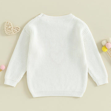 Baby Girl Valentines Day Outfit Love Heart Sweet Long Sleeve Sweater Tshirt Crewneck Tops Fall Winter Clothes (G-White, 6-12 Mon