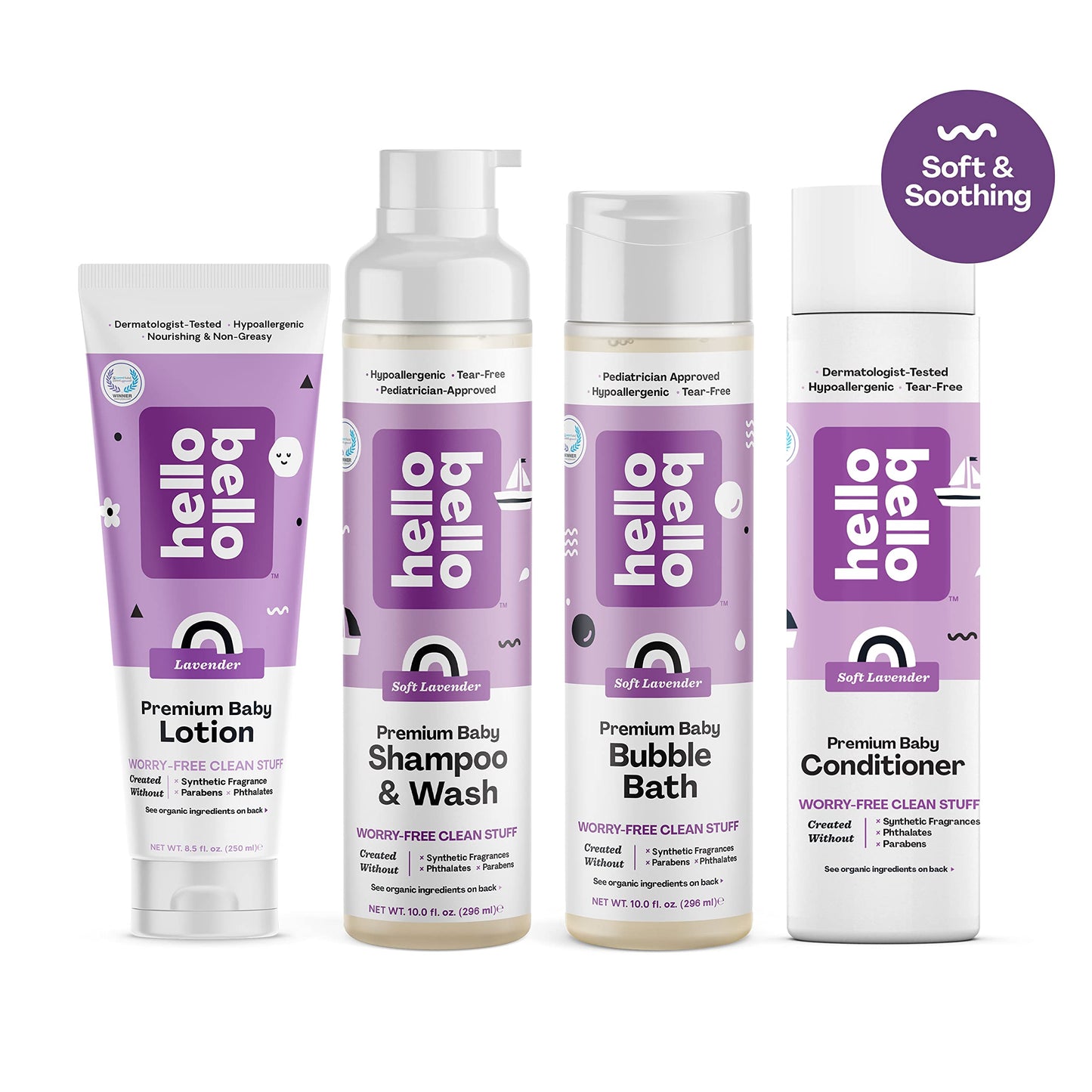Hello Bello Bubble Bath - Gentle Hypoallergenic Tear-Free Formula For Babies And Kids - Vegan And Cruelty-Free - Fragrance Free