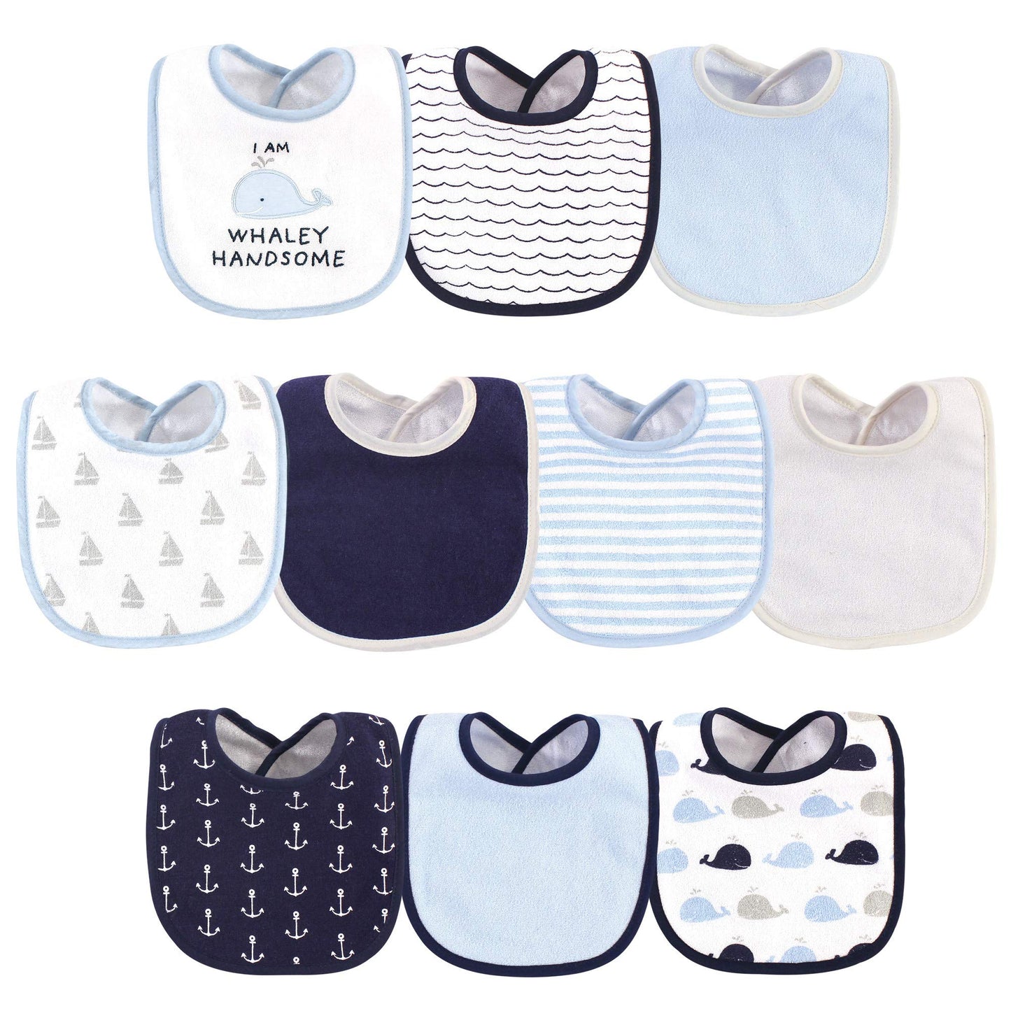 Hudson Baby Unisex Baby Cotton And Polyester Bibs, Im Whaley Handsome, One Size