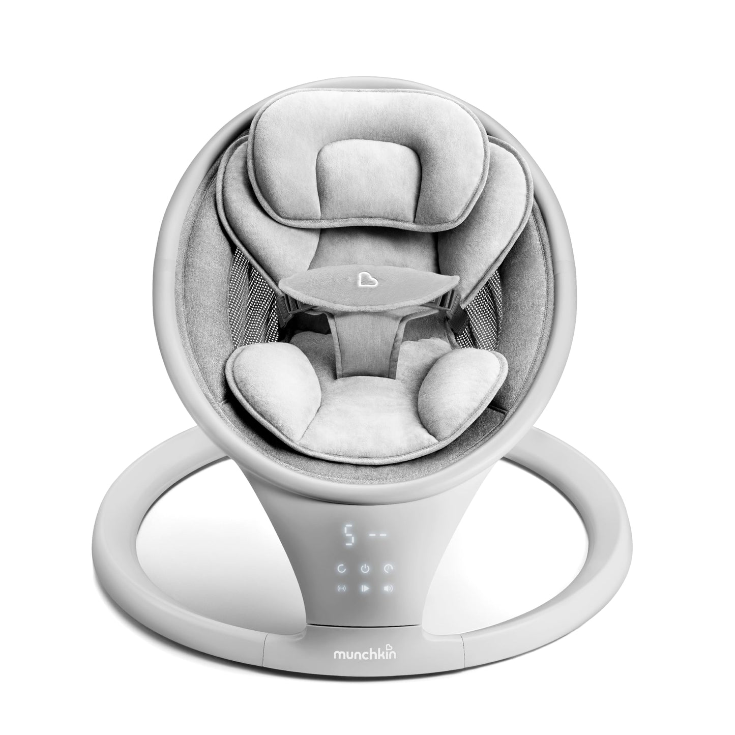 Munchkin Vibration Baby Swing, Light Grey - Bluetooth-Enabled Smart Seat With Music, Motion, And Sounds