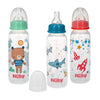 Nuby Printed Non-Drip 8Oz Bottle, 3 Pack - Blue, Red, Green