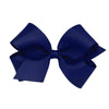 Wee Ones Girls' Classic Grosgrain Hair Bow With Plain Wrap Center On A Weestay Hair Clip, Handmade, Medium Sized Bow, Light Navy